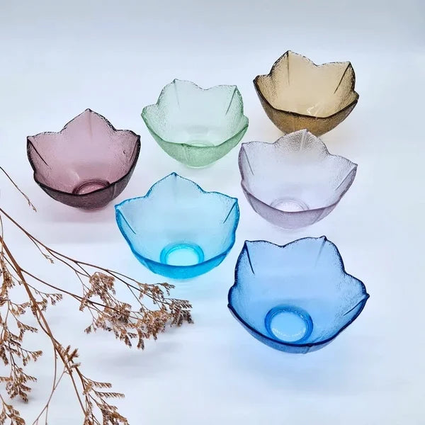 Set van 6 veelkleurige glazen kommen