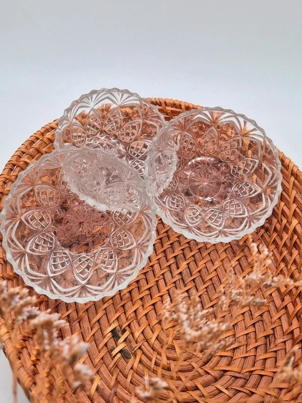Set van drie vintage glazen schalen